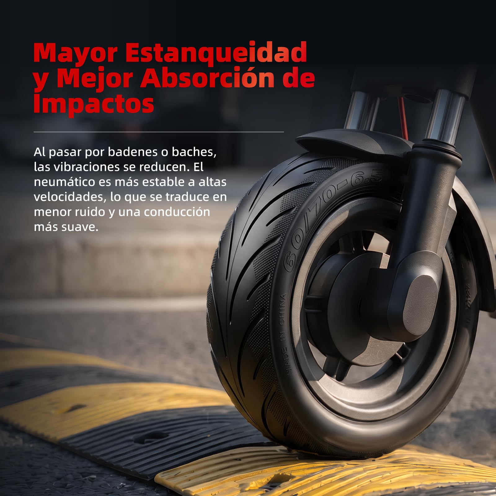 Neumático sin cámara 60/70-6.5 con válvula para Segway Ninebot Max G30/G30D/G30D2 Scooter eléctrico, Rueda Patinete 10 pulgadas, Neumáticos de repuesto de alta elasticidad Antideslizante