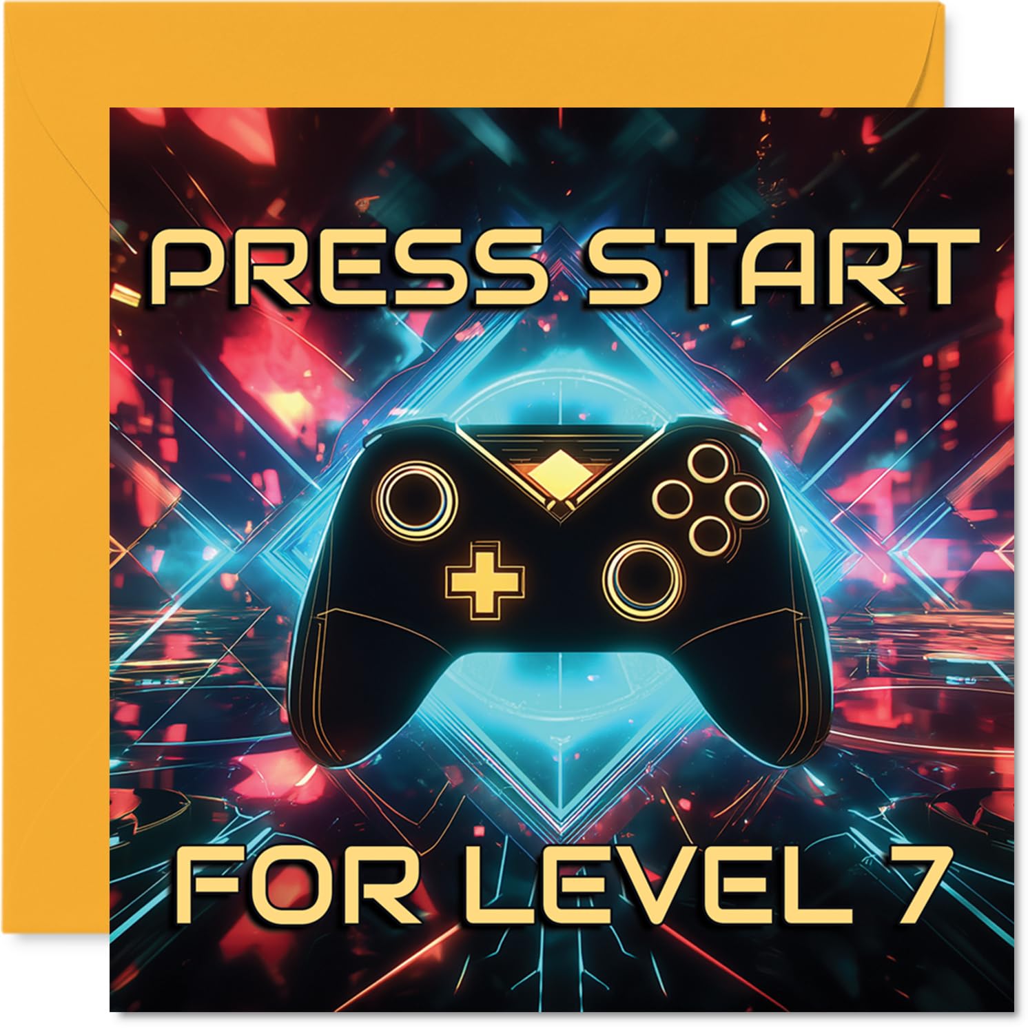 Playful 7th Birthday Card, Level Up Their Big Day