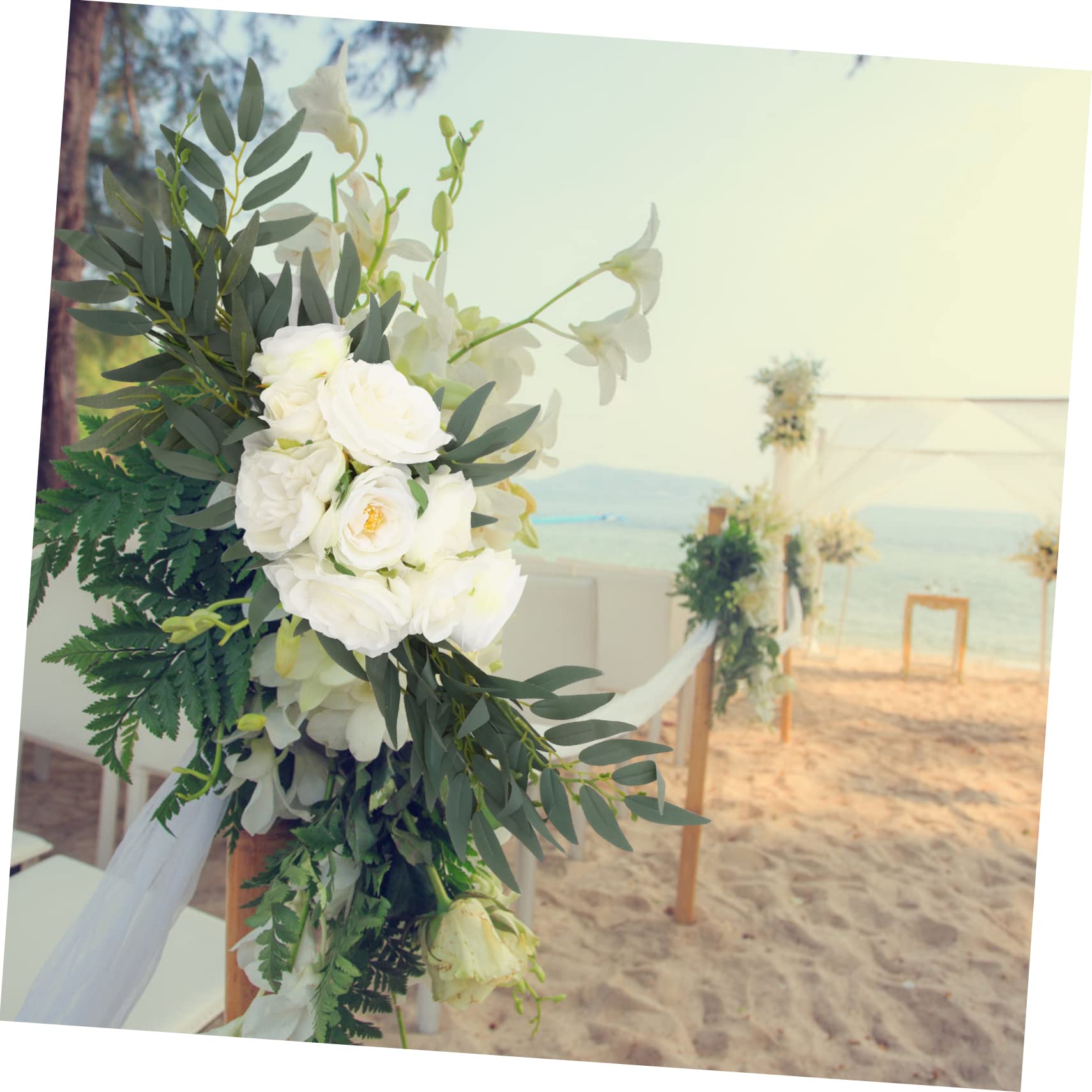 2er Satz Kunstblumen Swag Hochzeit Deko Blumengestecke Künstlich Traubogen Willkommensschild Blumendekor