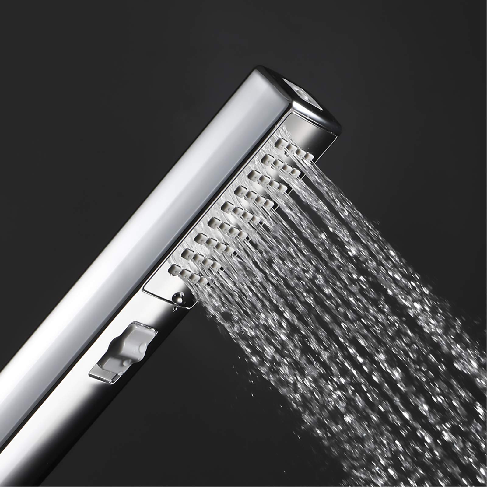 HMTE Set soffione Doccia a Mano Soffione Doccia Quadrato in ABS Soffione Doccia a Mano a Risparmio idrico 2 funzioni Soffione Doccia a Pioggia con Tubo Flessibile e Supporto,Nero (Cromo)