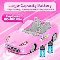Vista 5 de ULOVEME Auto a control remoto de 2.4 GHz para niñas, juguetes RC 1:18 para niños con muñeca, 100 minutos con batería recargable, cumpleaños