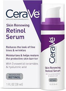 CeraVe Skin Renewing Retinol Serum: Encapsulated Retinol, Hyaluronic Acid, Ceramides & Niacinamide - Smooths Wrinkles, Brightens Skin, Fragrance-Free 1oz