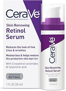 CeraVe Anti Aging Retinol Serum For Face, Encapsulated Retinol With Hyaluronic Acid, Niacinamide & Ceramides, Smooths Wrinkles & Fine Lines, Gentle Skin Brightening Serum, Fragrance Free, 1 Oz
