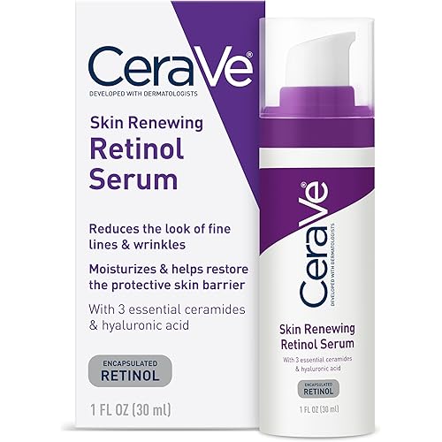 CeraVe Anti Aging Retinol Serum For Face, Encapsulated Retinol With Hyaluronic Acid, Niacinamide & Ceramides, Smooths Wrinkles & Fine Lines, Gentle Skin Brightening Serum, Fragrance Free, 1 Oz