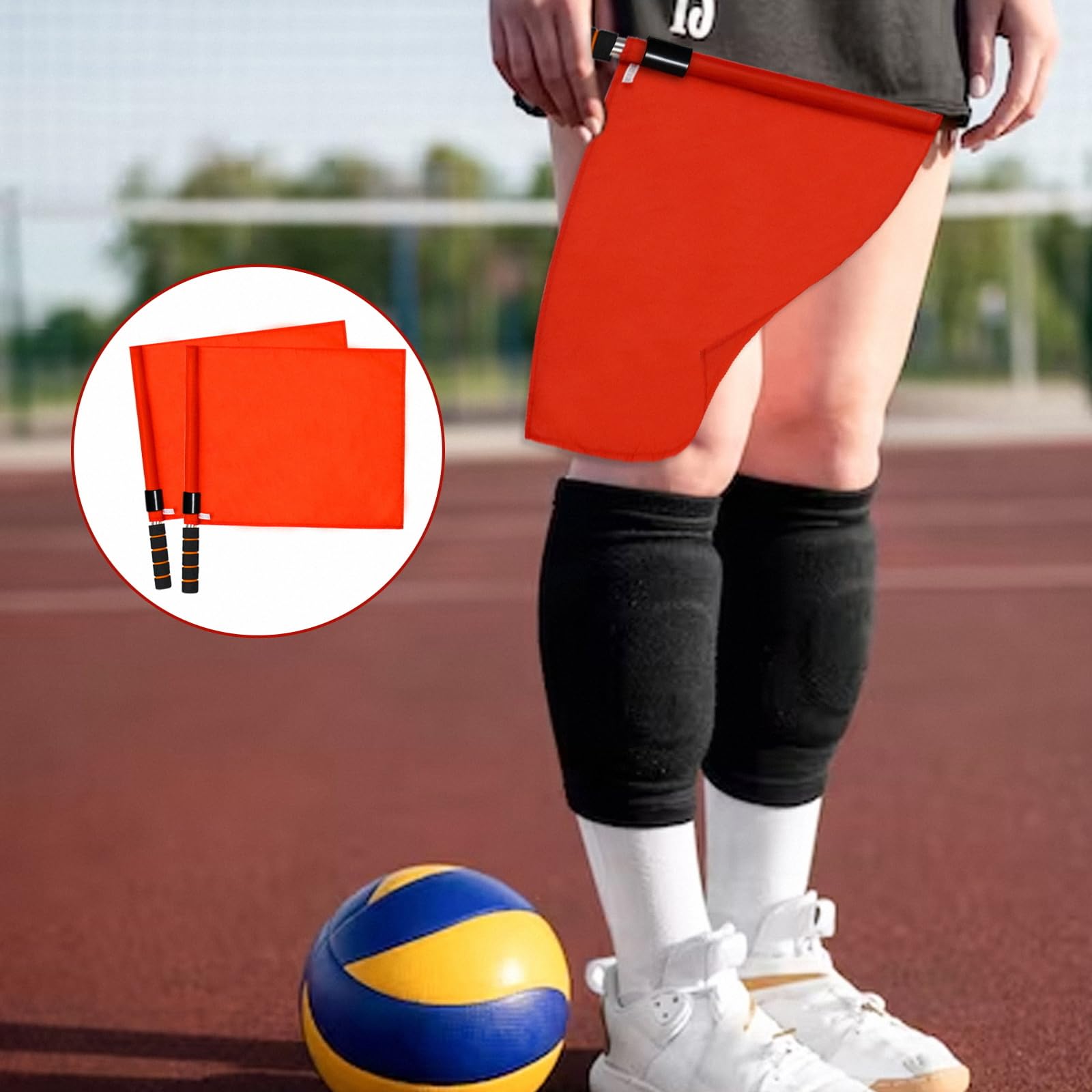 SAWHOX Volleyball Referee Flags Set with Storage Bag, 4PCS Referee Toolkit Includes Volleyball Flags, Storage Bag, 304 Stainless Steel Whistle, Red and Yellow Cards - Image 7