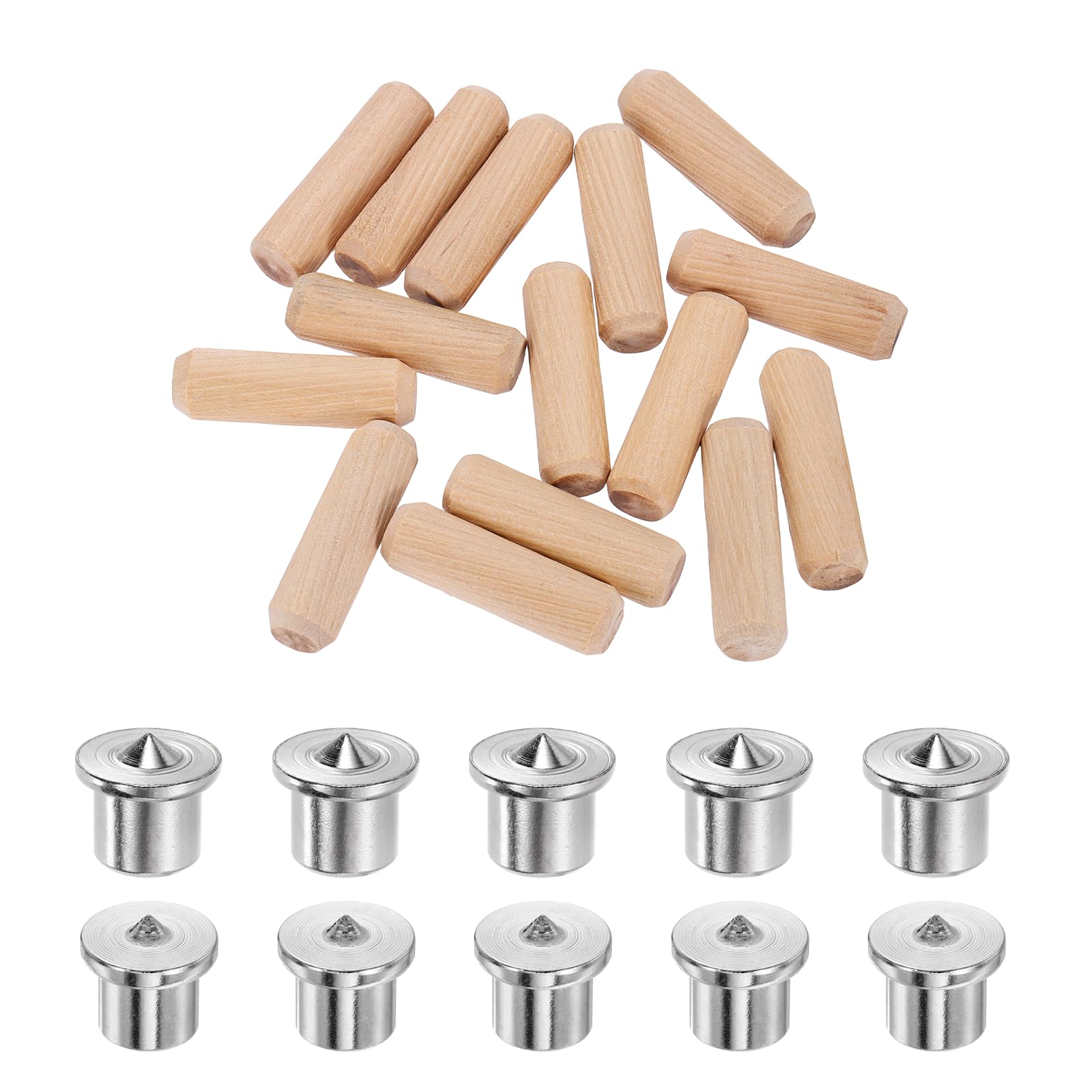 sourcing map 100Pcs 12x40mm Wood Dowel Pins with 10Pcs Solid Hollow Dowel