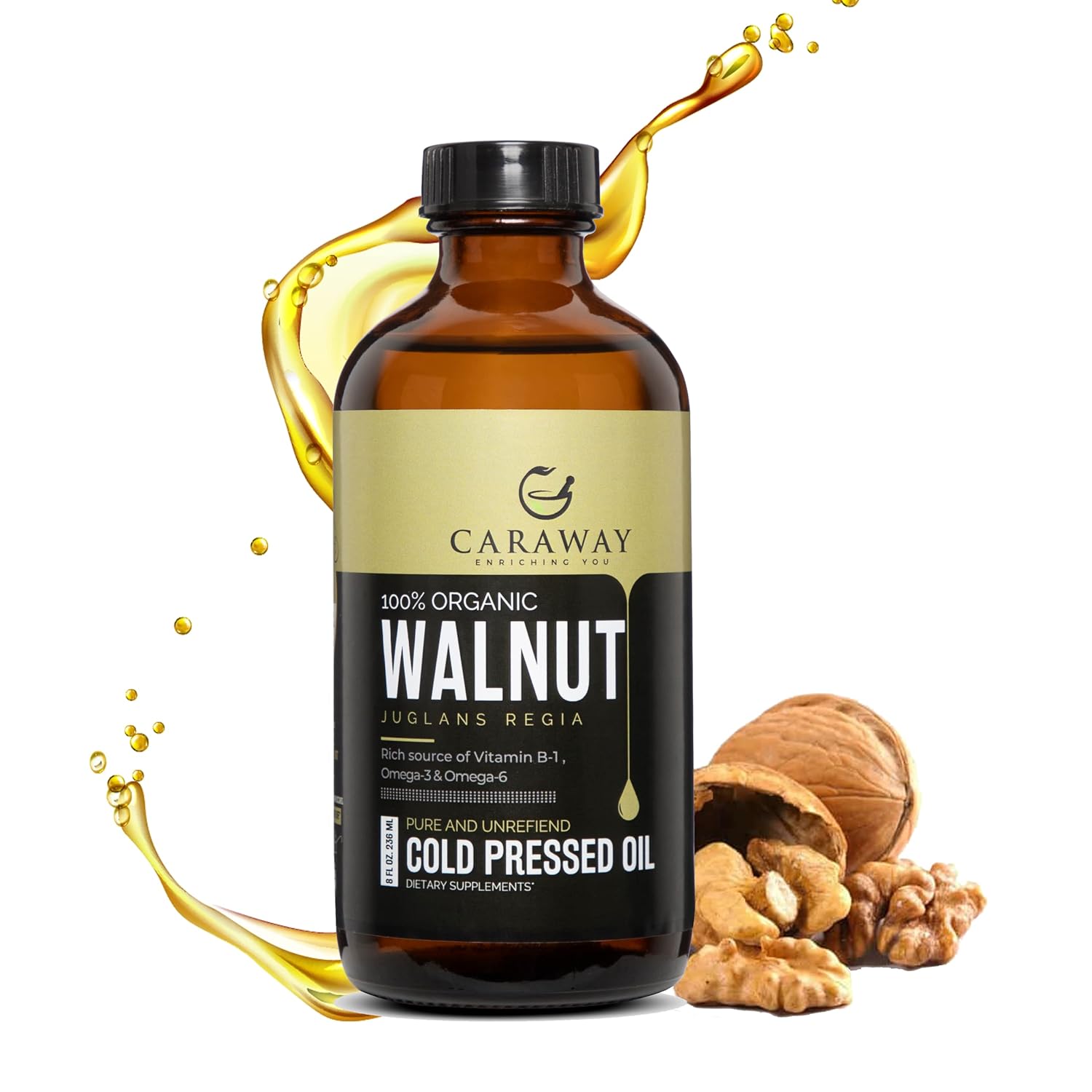 CARAWAY Walnut Oil Cold Pressed Certified Organic Walnut Oil for