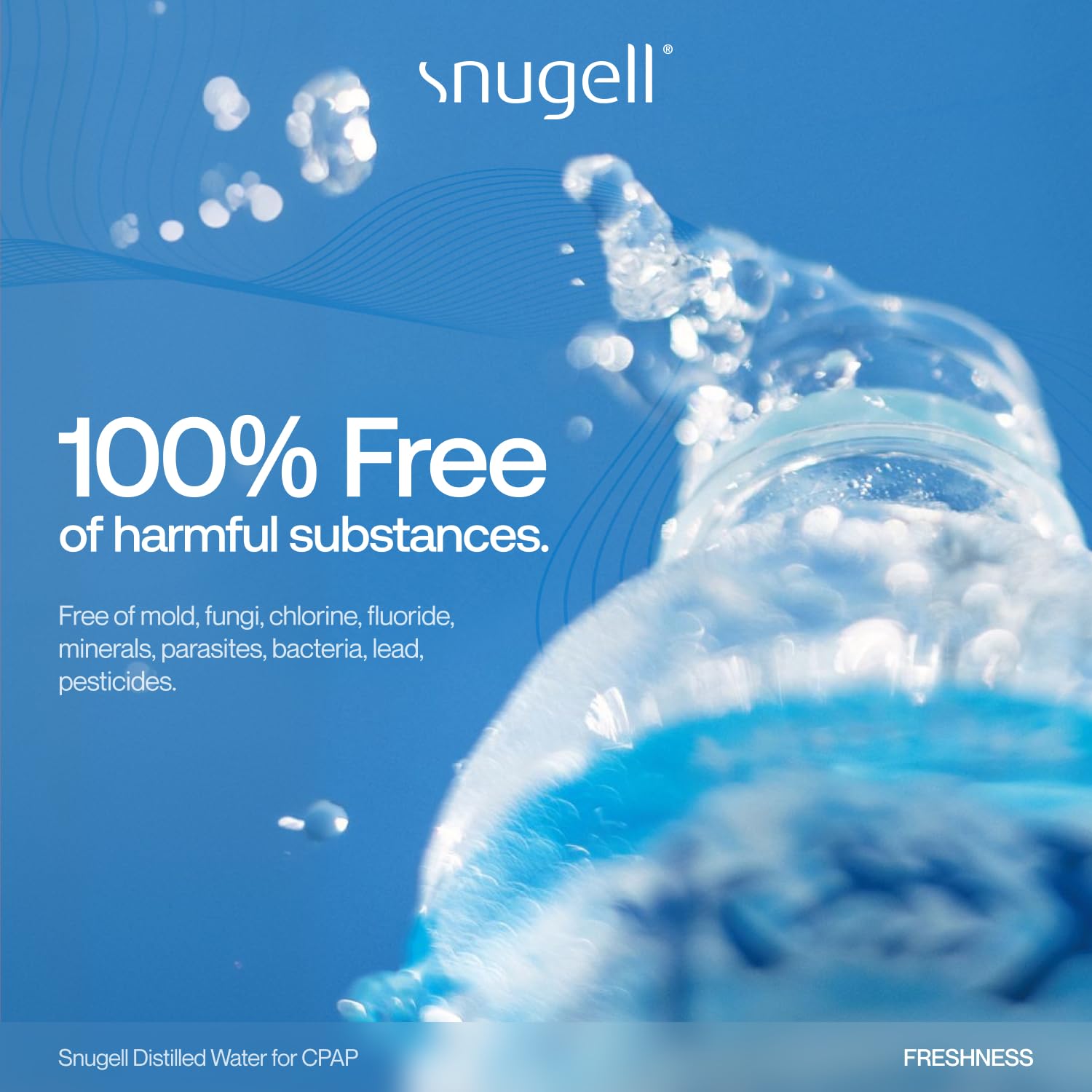 Snugell Agua destilada para humidificadores CPAP | Paquete de 12 botellas 16.9 oz H20 | Apto para viajes | 16.9oz H2O | Fabricado en Estados Unidos |
