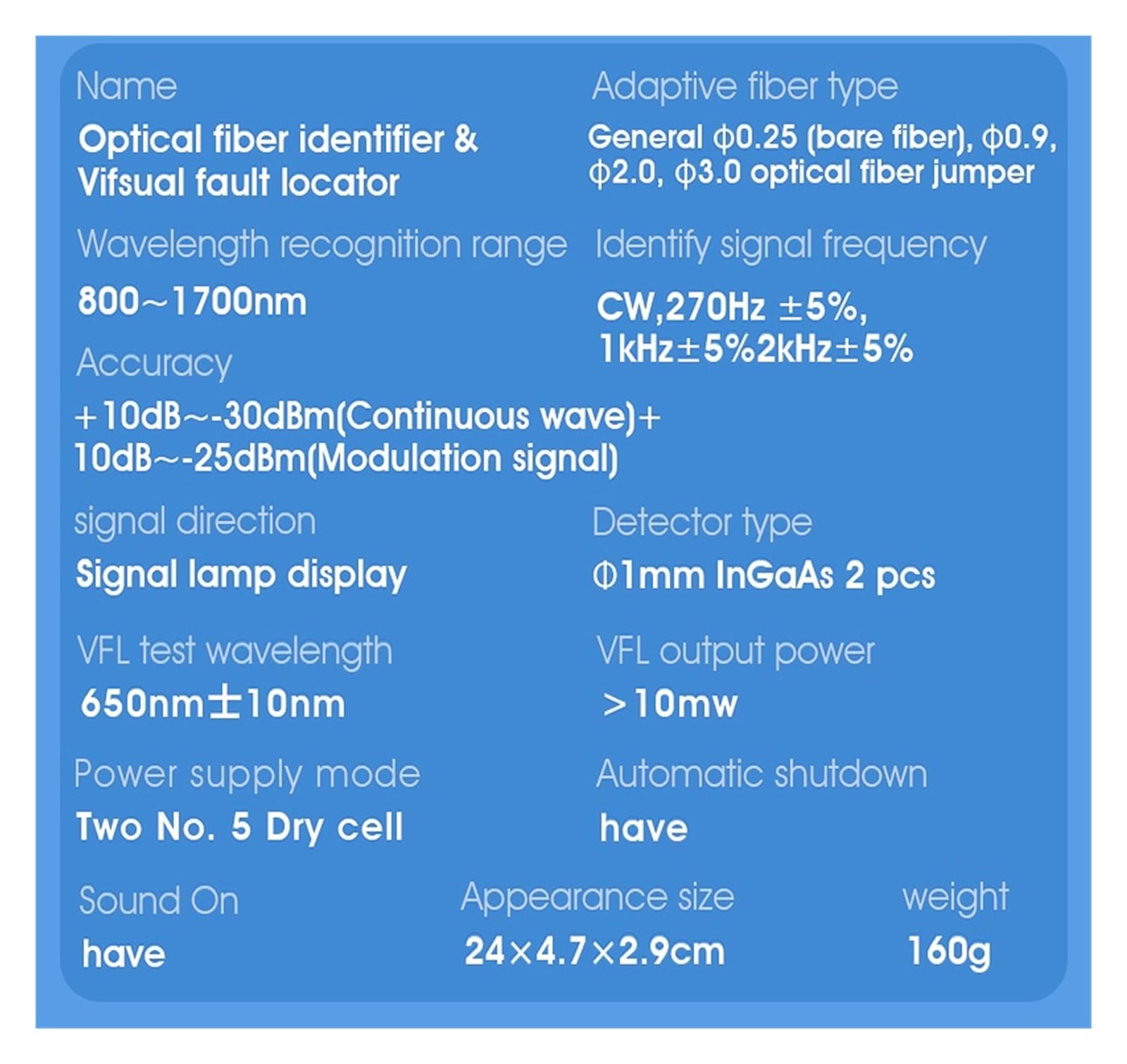 Identificatore in fibra ottica, identificatore ottico in viva AUA-40A con localizzatore visivo di guasti integrato da 10 mw Ispezione del circuito