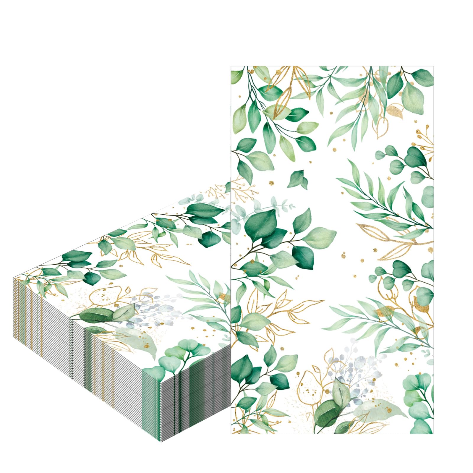 Sage Green Eucalyptus Napkins Serviettes Disposable 40x33cm,20Pcs Leaf Paper Green Napkins Leaves Guest Tissue Cocktail Dinner Napkins for Birthday Baby Shower Boho Wedding Engagement Baptism Party