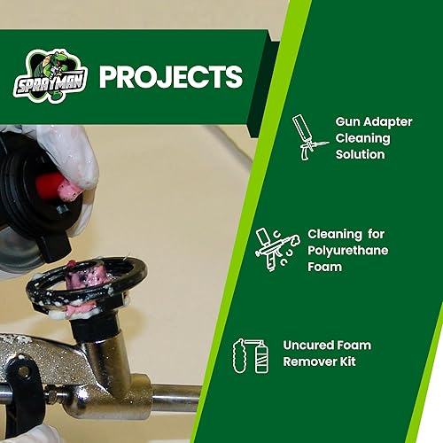Miniatura 5 de SPRAYMAN Limpiador de pistola de espuma en aerosol, espuma de poliuretano expandible y removedor de sellador de aislamiento, paquete de 12 latas de