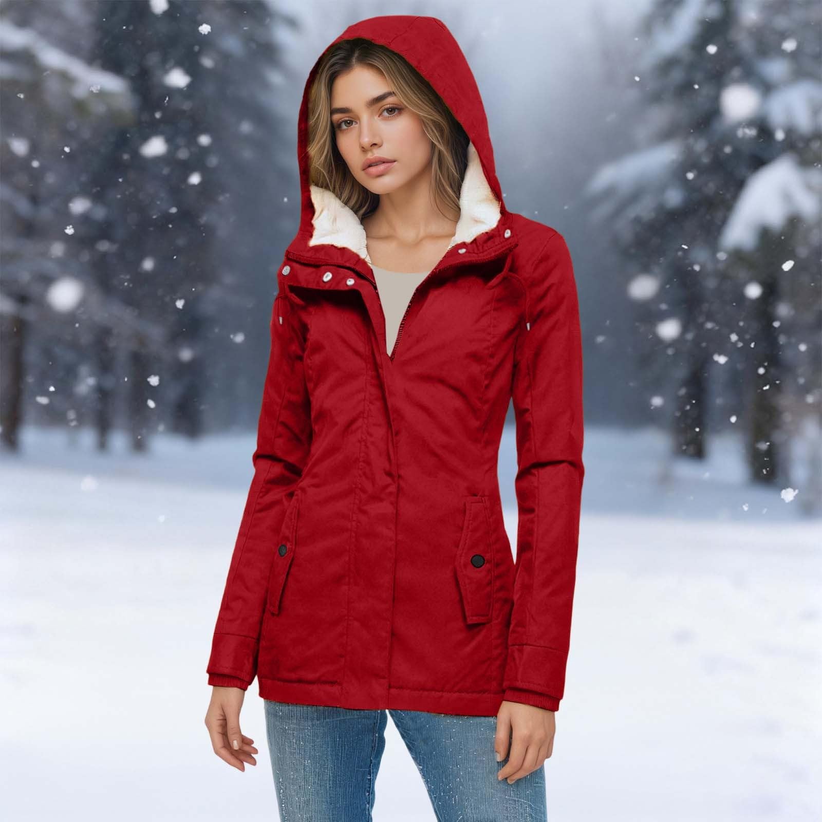 Genérico Poncho Mujer Impermeable,Chaqueta Informal con Capucha Y Forro Polar Cortavientos para Actividades Al Aire Libre Deportes Clima CáLido OtoñO E Invierno para El DíA A DíA Viajes