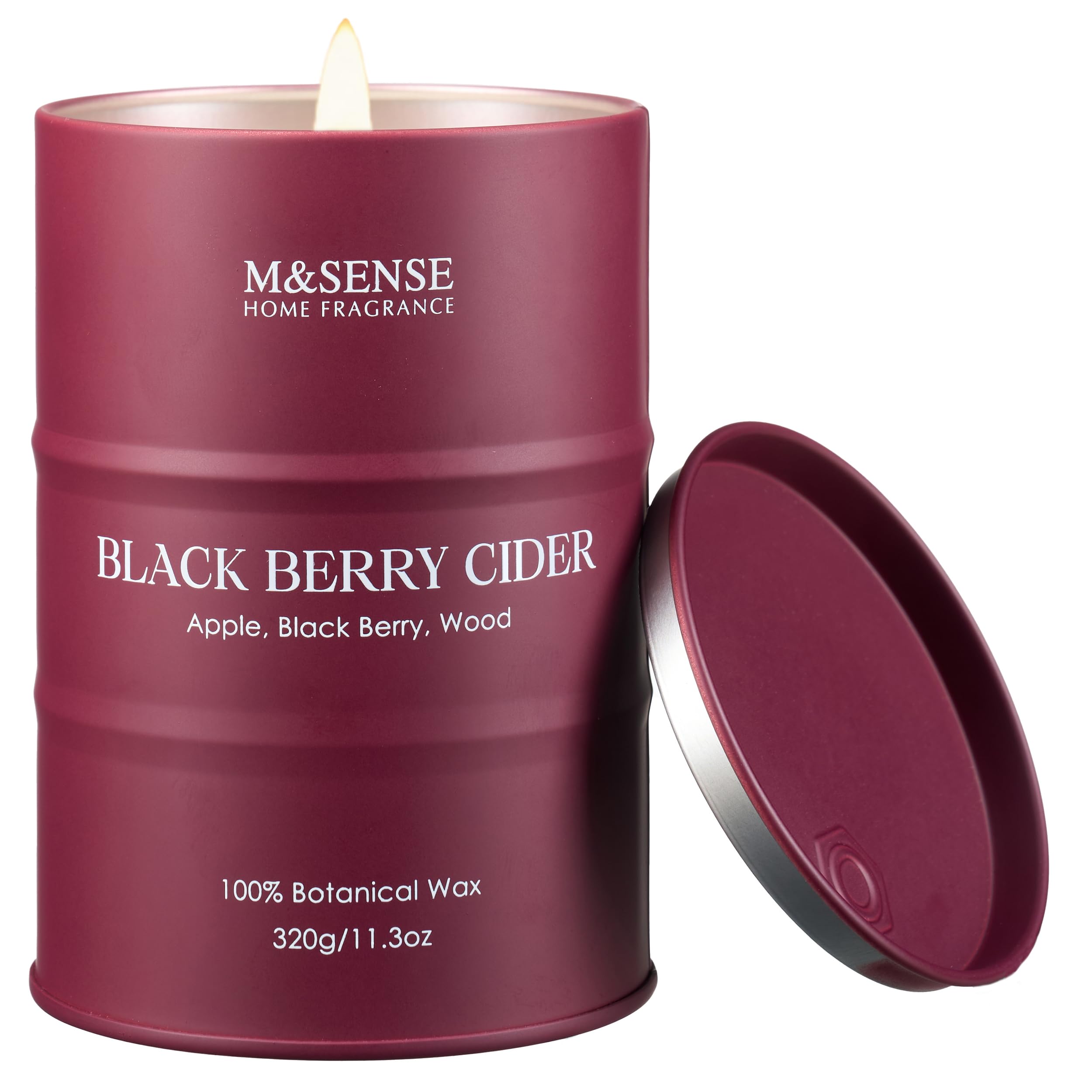 M&amp;SENSE Black Berry Cider Scented Soy Fall Candles, 11.3 oz