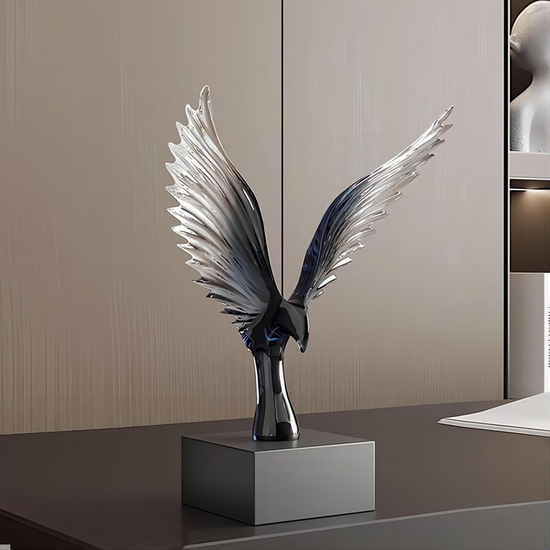 OMELPIS Resin Statue Creative Abstract Art Eagle Sculpture Ornaments Modern Simple Home Office Décor Crafts for living room TV cabinet shelf Table Desk Foyer Decorations Gift Clear Black Blue H'30CM