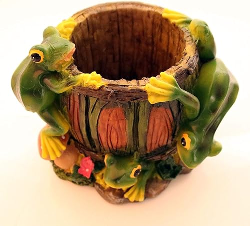 Miniatura 5 de Macetas y macetas grandes de barril de rana para exteriores, 7.5 pulgadas de largo x 6 pulgadas de alto, NW 2.2 libras