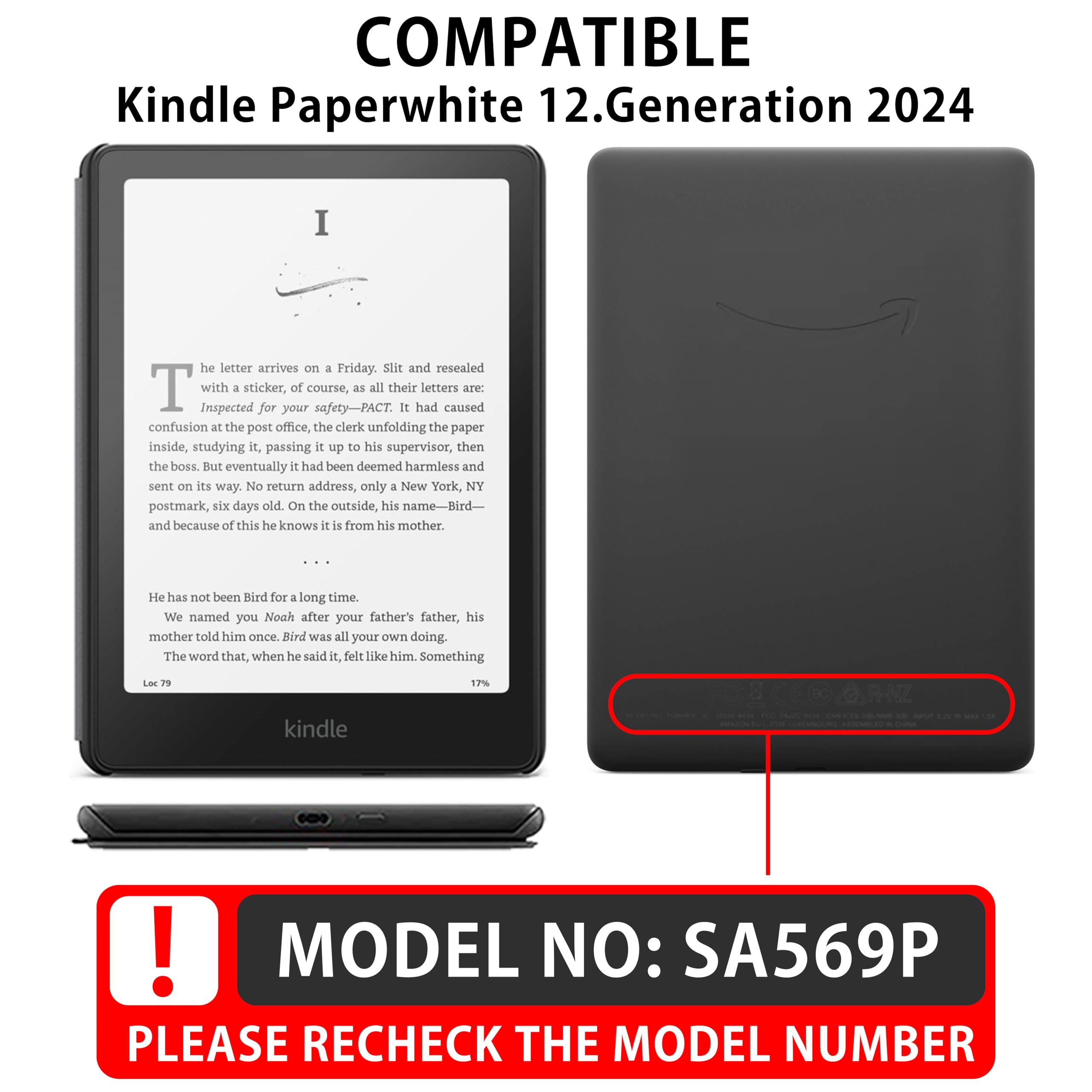 MyGadget Housse pour Kindle Paperwhite 12e Génération [ 2024 - SA569P - 7 Pouces ] - Etui Nylon Poignée élastique - Flip Case Tissu - Cover Rose
