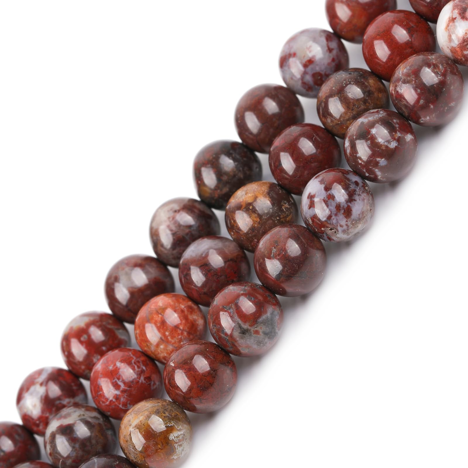 GEM-Inside Natural 8mm Red Poppy Flower Jasper Stone Round Gemstone Semi Precious Beads for Jewellery Making 15" - Image 2