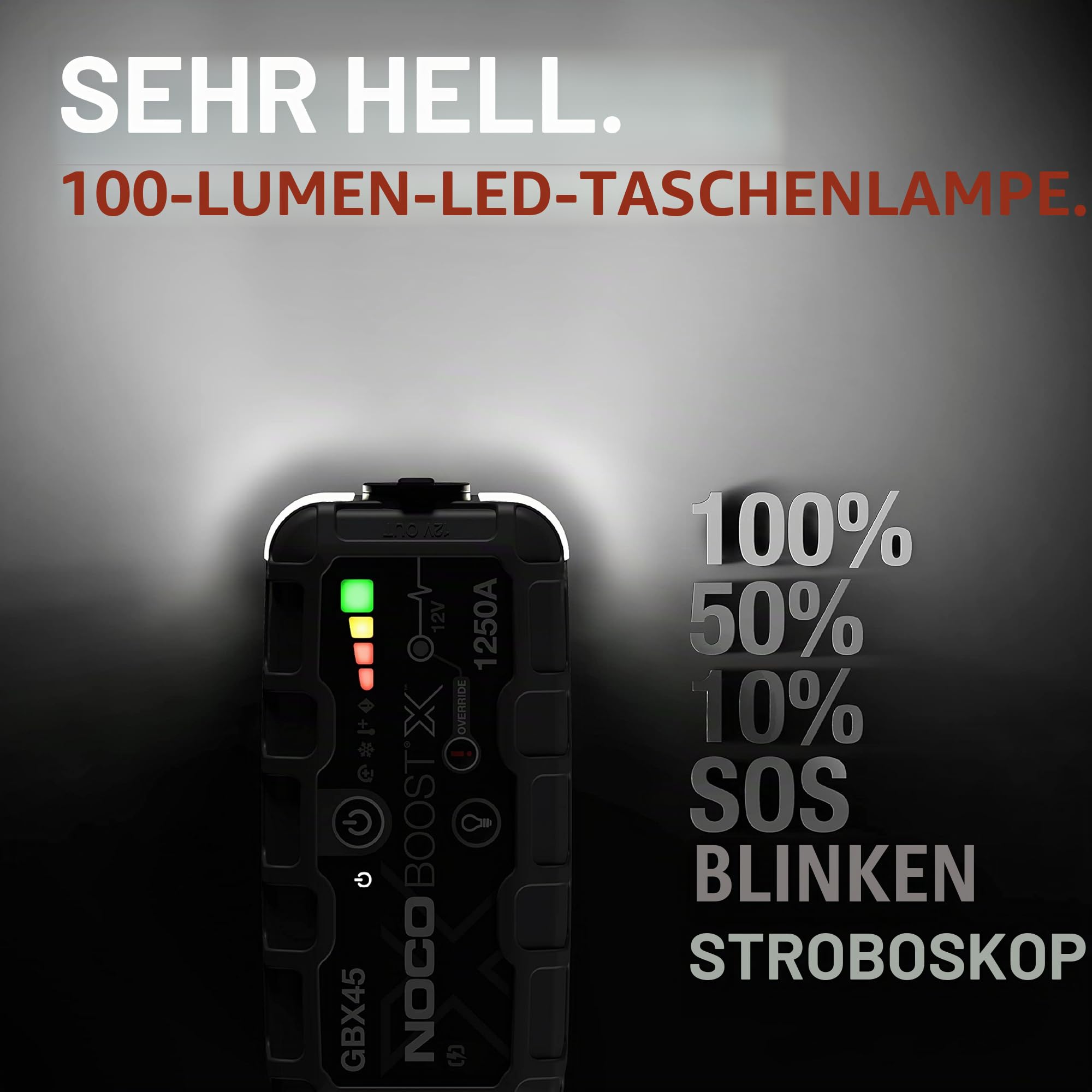 NOCO Boost X GBX45: 1250A UltraSafe Starthilfe Powerbank – 12V Lithium-Starthilfegerät & Starterkabel – Tragbarer Booster für Benziner bis 6,5L & Diesel bis 4,0L