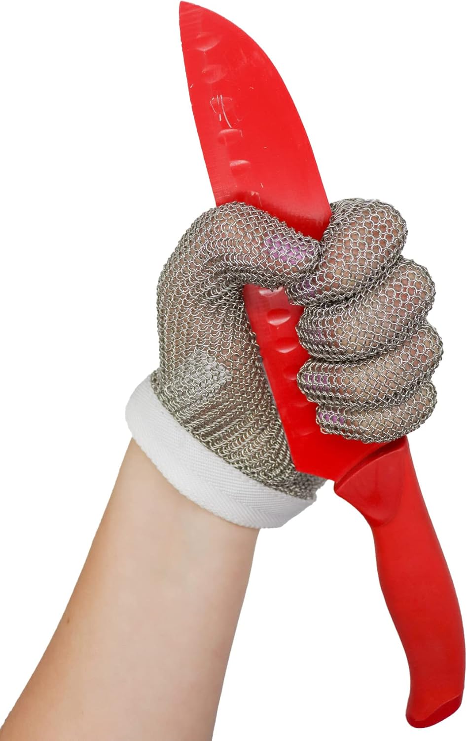 Stainless Steel Metal Mesh Cut and Puncture Resistant Glove with Adjustable Wrist Strap, Sizes XXS-XXL