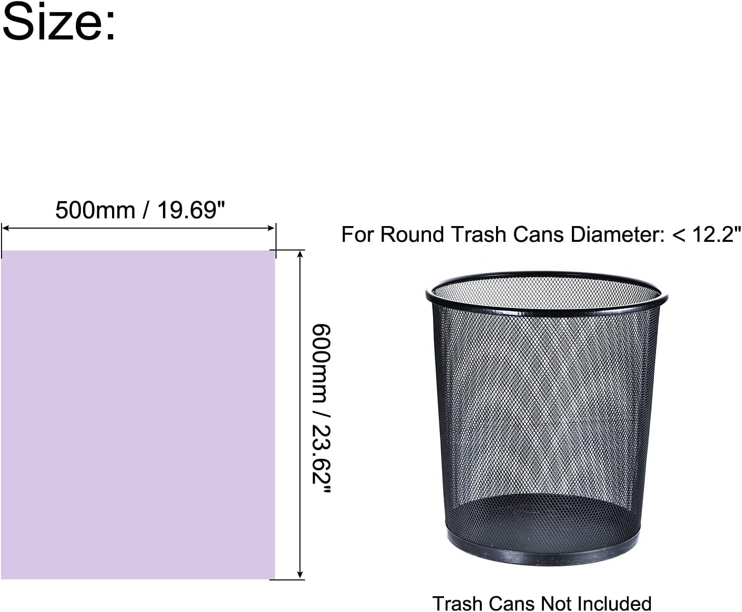 MECCANIXITY 4-6 Gallon Small Trash Bags Waste Basket Liners for Kitchen, Office, Bathroom, Bedroom, Purple, 60 Counts / 3 Rolls