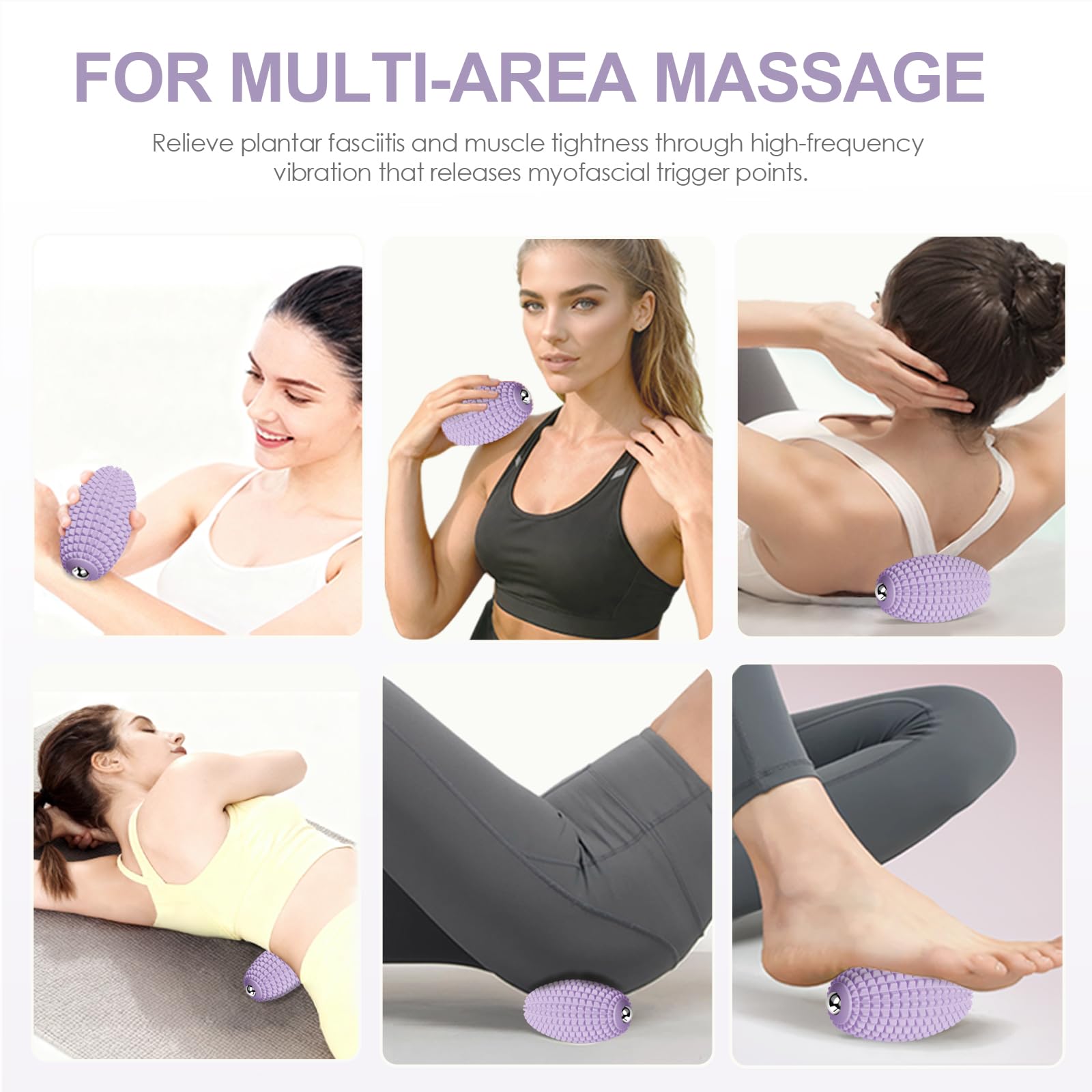 Bola de masaje vibratoria para recuperación muscular, bola de masaje miofascial de silicona, alivio de la fascitis plantar, liberación de cadera y psoas, rodillo de tejido profundo y punto de