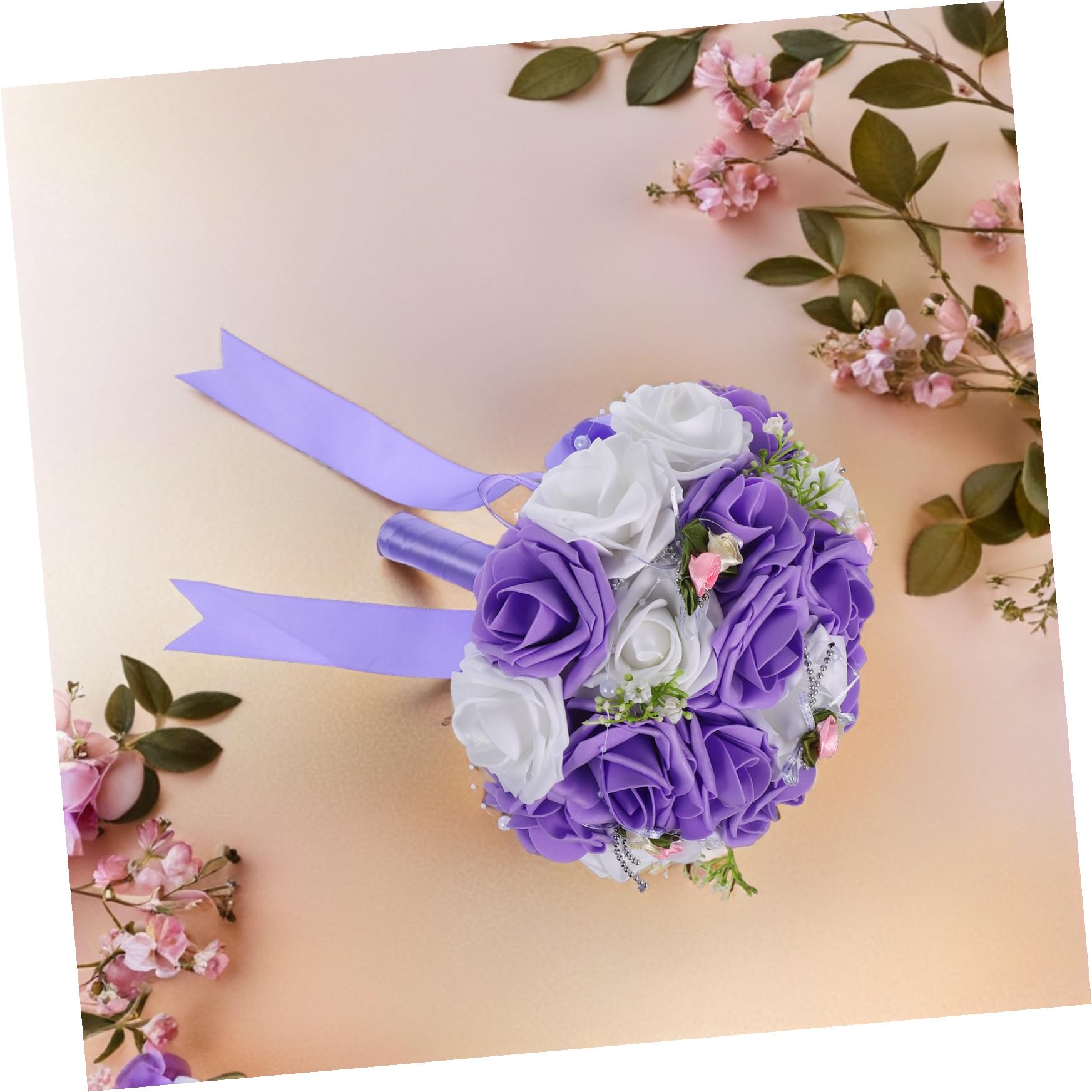 ifundom Brautstrauß Aus Kunstpflanzen Brautblumen Für Hochzeiten Blumenstrauß Für Braut Handblumen Aus Pe Violette Farbe Naturgetreue Dekoration Für Wohnzimmer Und Büro