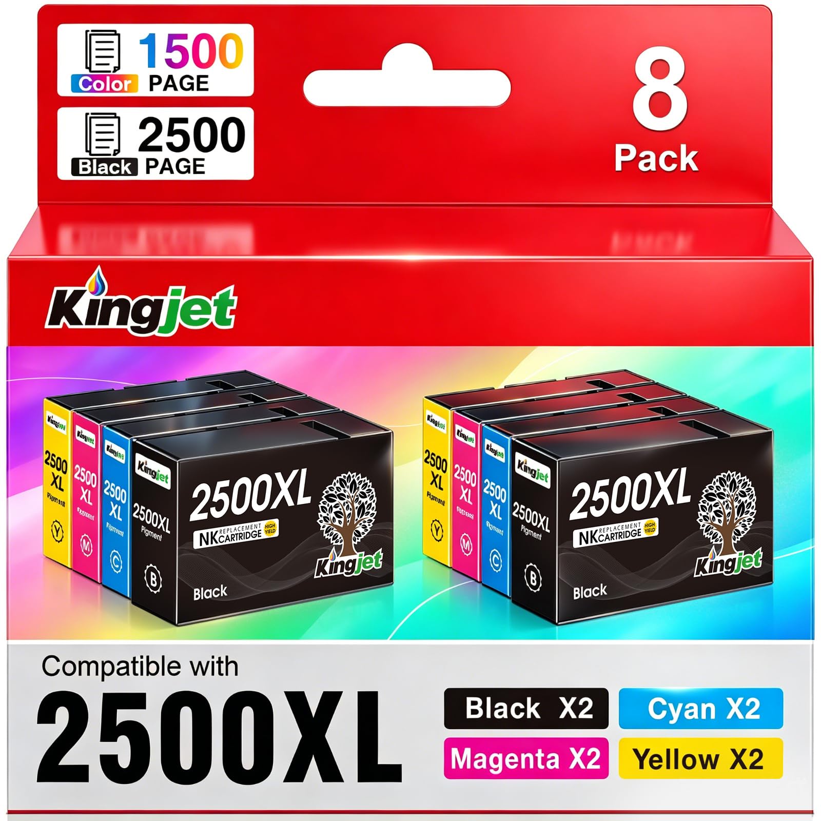 8er-Pack PGI-2500XL Patronen Ersatz für Canon 2500 XL MB5150 MB5450 2500 XL | Kompatibel mit Canon Maxify MB5100 MB5155 MB5050 MB5455 MB5400 MB5350 iB4150 MB 5150 5450 5100 5155 Druckerpatronen,8-Pack