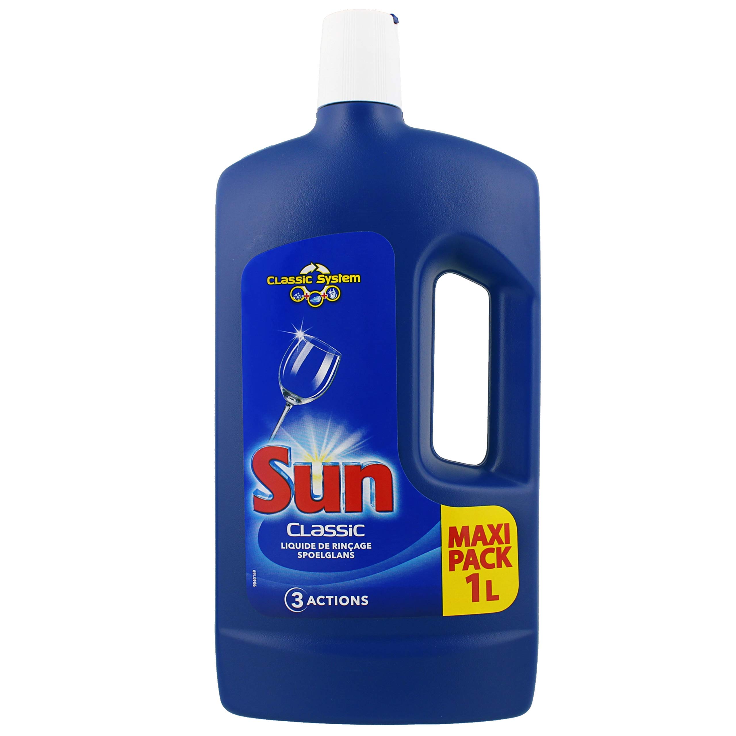 Sun Liquide de Rinçage Lave-Vaisselle Classic Triple Action, Elimine les traces et dépôts, Brillance maximale, Vaisselle impeccable, Lot de 2 x 75 Lavages