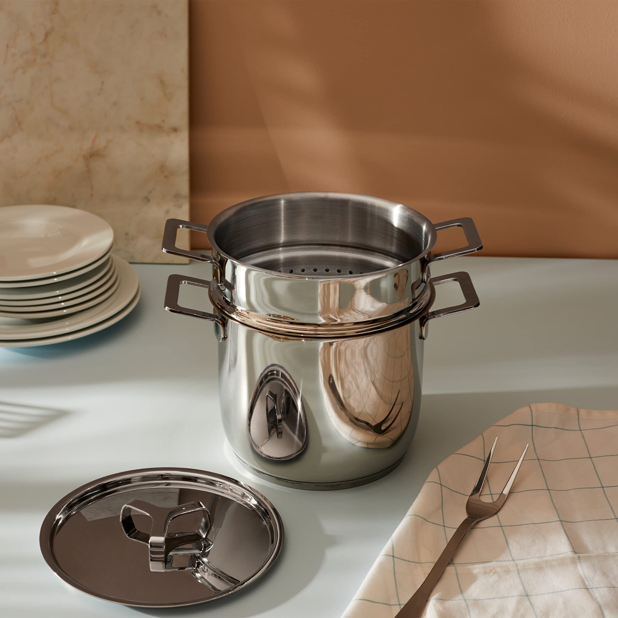 Image secondaire de Cuiseur à Pâtes en Acier Inoxydable Alessi - Pratique et Élégant
