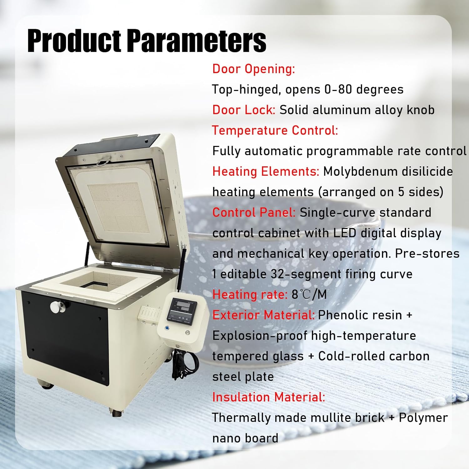 IntXanth 220V 1PH High Quality Electric Kiln High Temperature Heating Machine Electric Kiln Ceramic 3.5KW Firing Small Ceramic Products Sintering Glazes Teaching Demonstrations Creative Projects