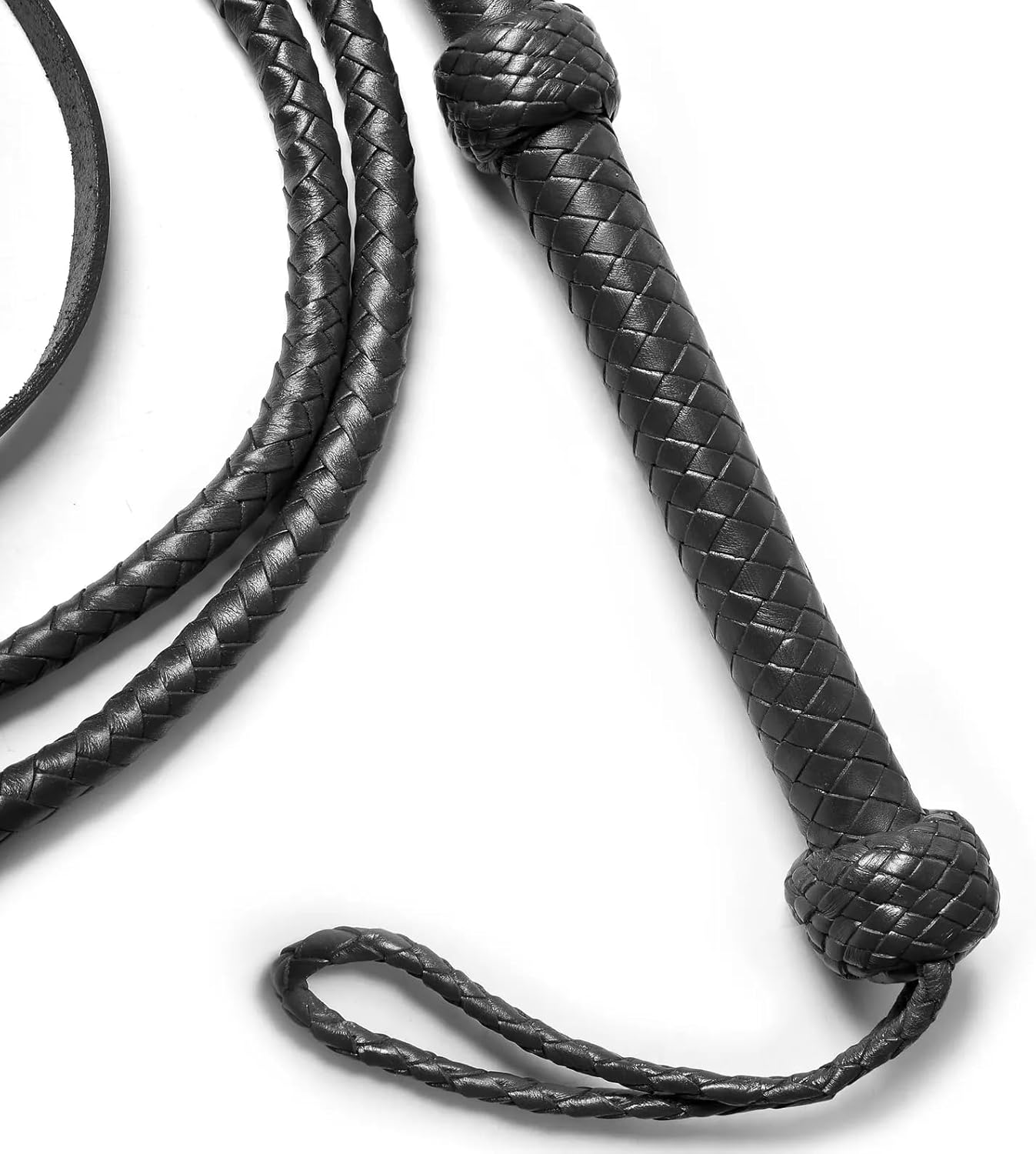 Sidewinder Bull Whip Cowhide Braided Leather Equestrian Costume Accessory Ranching Gear Sturdy Handle 12 Plaits Free 5 Crackers