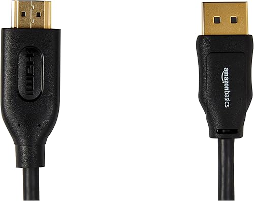 Miniatura 3 de Tienda Basics Cable de pantalla DisplayPort a HDMI, unidireccional, 4k30Hz, 1920x1200, 1080p, conectores chapados en oro, 6 pies, negro