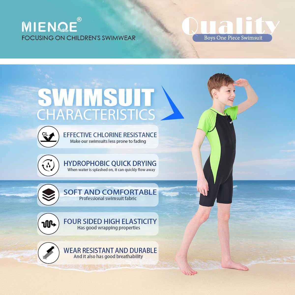 Boys One Piece Swimsuit Babes In The Shade Sun Safe Swimwear For