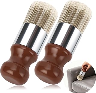 2 Pack Salve Brush for Furniture & Leather Care, Wooden Handle Wax Brushing Tool with Soft Bristles – Gentle Cleaning, Conditioning for Wood Furniture, Leather Sofas, Interiors