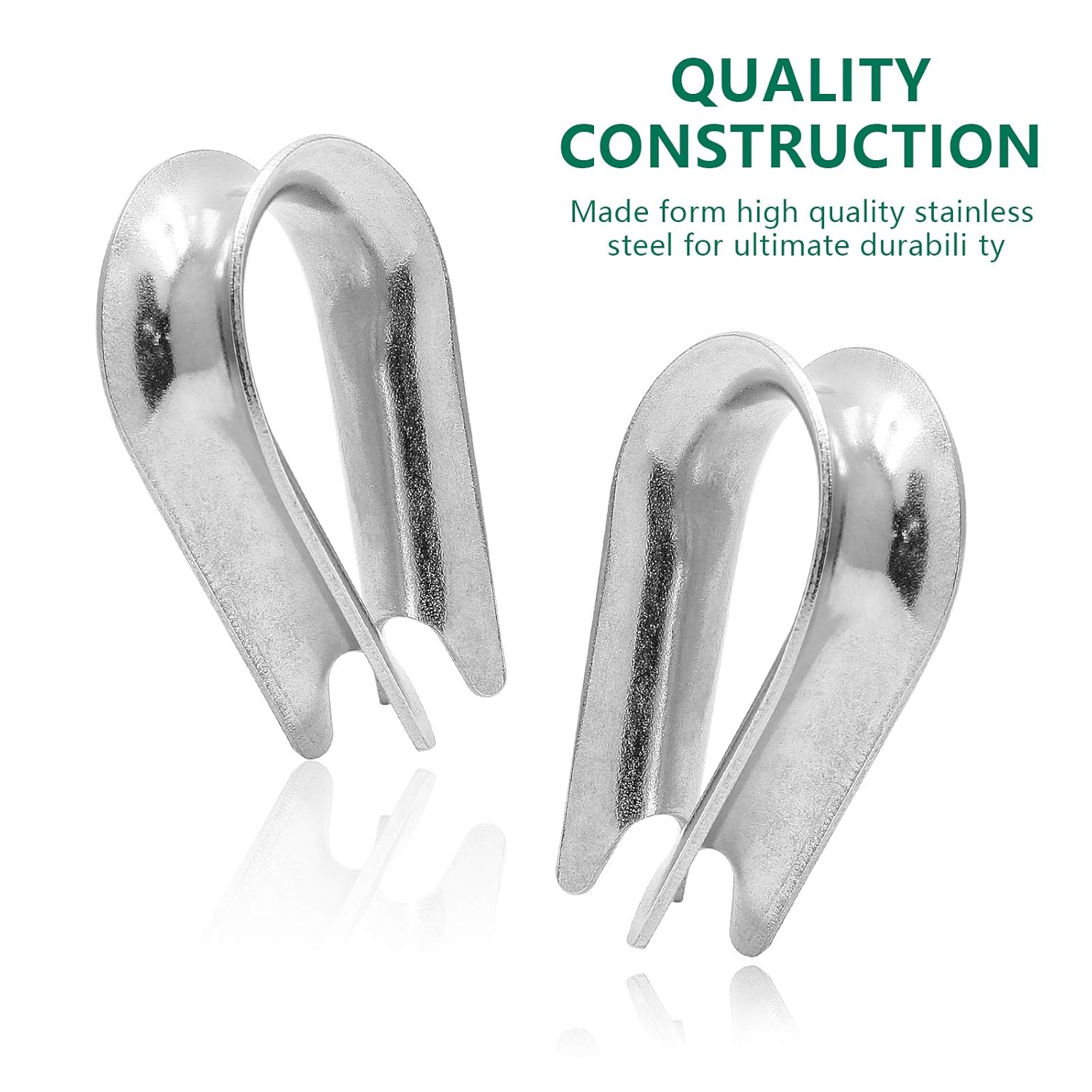 5pcs M10 304 Stainless Steel Thimbles for 3/8" Dia Wire Rope, Wire Rope Cable Thimbles Rigging - Image 5