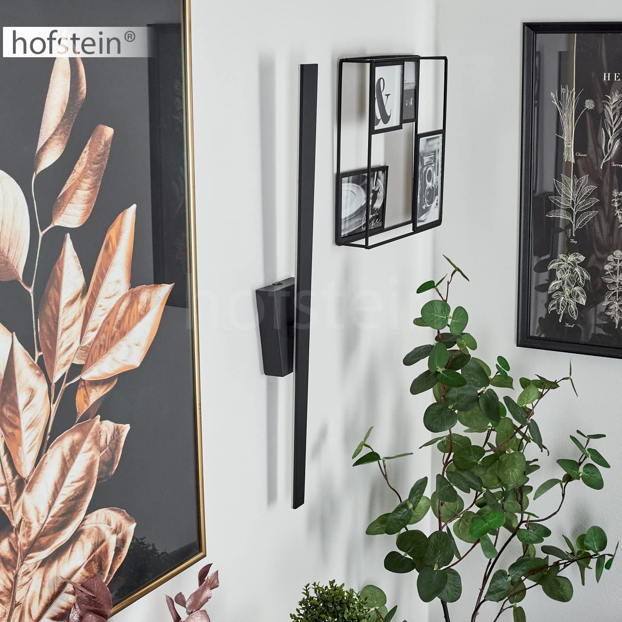 HOFSTEIN LED Wandleuchte Meels, moderne Wandlampe aus Metall/Kunststoff in Schwarz/Weiß, 480 Lumen, 3000 Kelvin, 6 Watt, Wandspot mit An-/Ausschalter und Lichteffekt, Wohnzimmer, Esszimmer, Flur