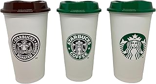 STARBUCKS Heritage Reusable Plastic Travel Cups Limited Edition Set of 3 Mug/Cup/Tumbler Grande Medium, 16oz 473mlhot Cups