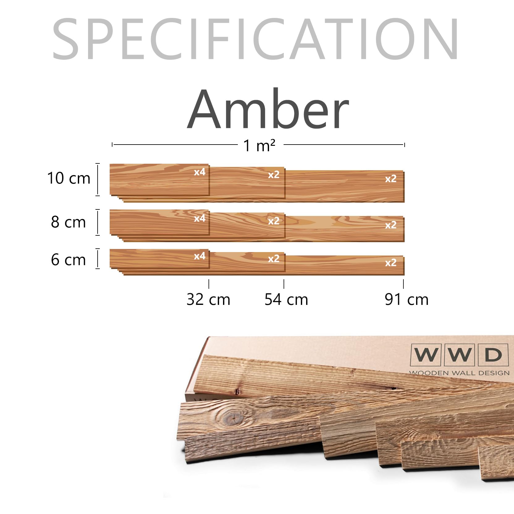 Modèle « Amber » Panneaux muraux en bois recyclé 1m2