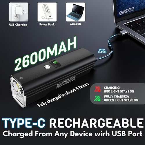 Miniatura 5 de BUCKLOS Luces de bicicleta ultra brillantes de 1000/1500/2000 lúmenes para conducción nocturna, faros de bicicleta con atenuación automática LED