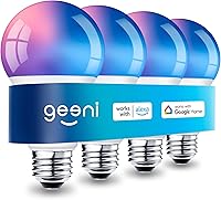 Geeni Prisma Plus 800 Smart LED Bulbs 4-Pack: Color-Changing, Dimmable, Tunable White, 2.4GHz WiFi, Alexa & Google Compatible A19 Bulbs