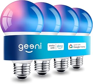 Geeni Prisma Plus 800 Smart LED Bulbs 4-Pack: Color-Changing, Dimmable, Tunable White, 2.4GHz WiFi, Alexa & Google Compatible A19 Bulbs
