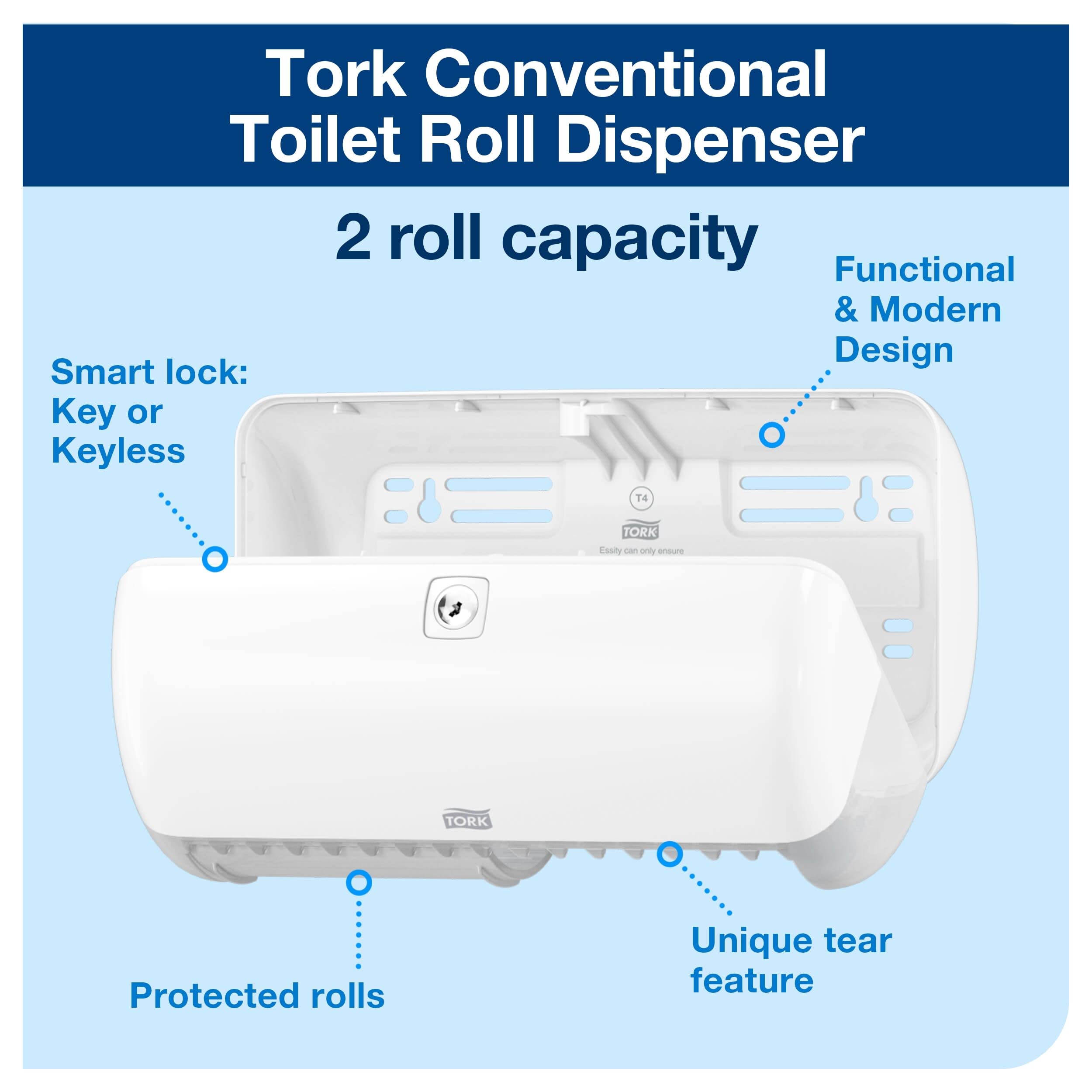Tork 557000 Elevation doble rollo de papel higiénico convencional Sistema T4 Blanco