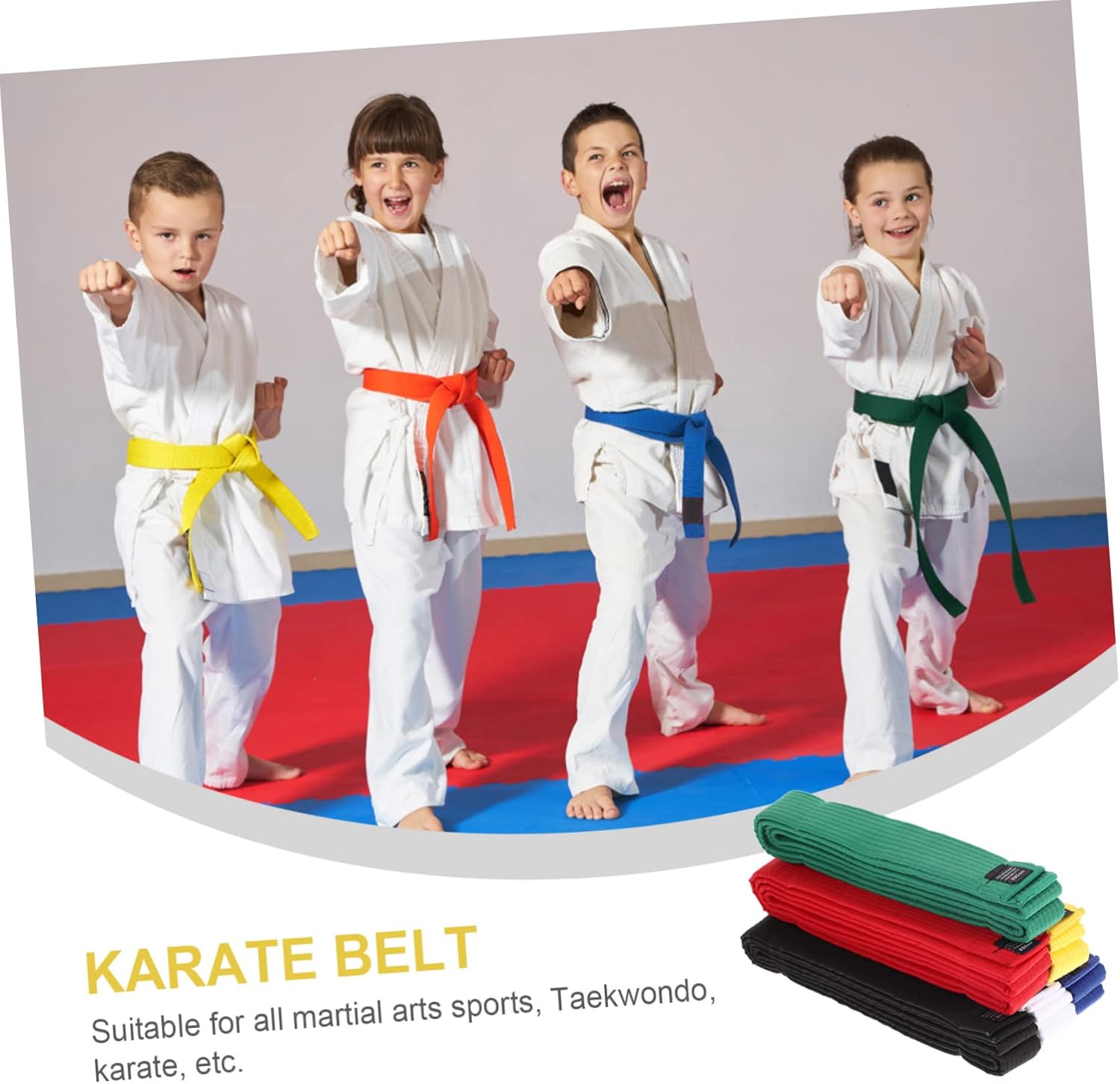 POPETPOP 6pcs Multicolor Cotton Karate Belts Martial Arts Waist Wraps Lightweight Breathable for Adults Training Taekwondo Jujitsu Uniform Accessories