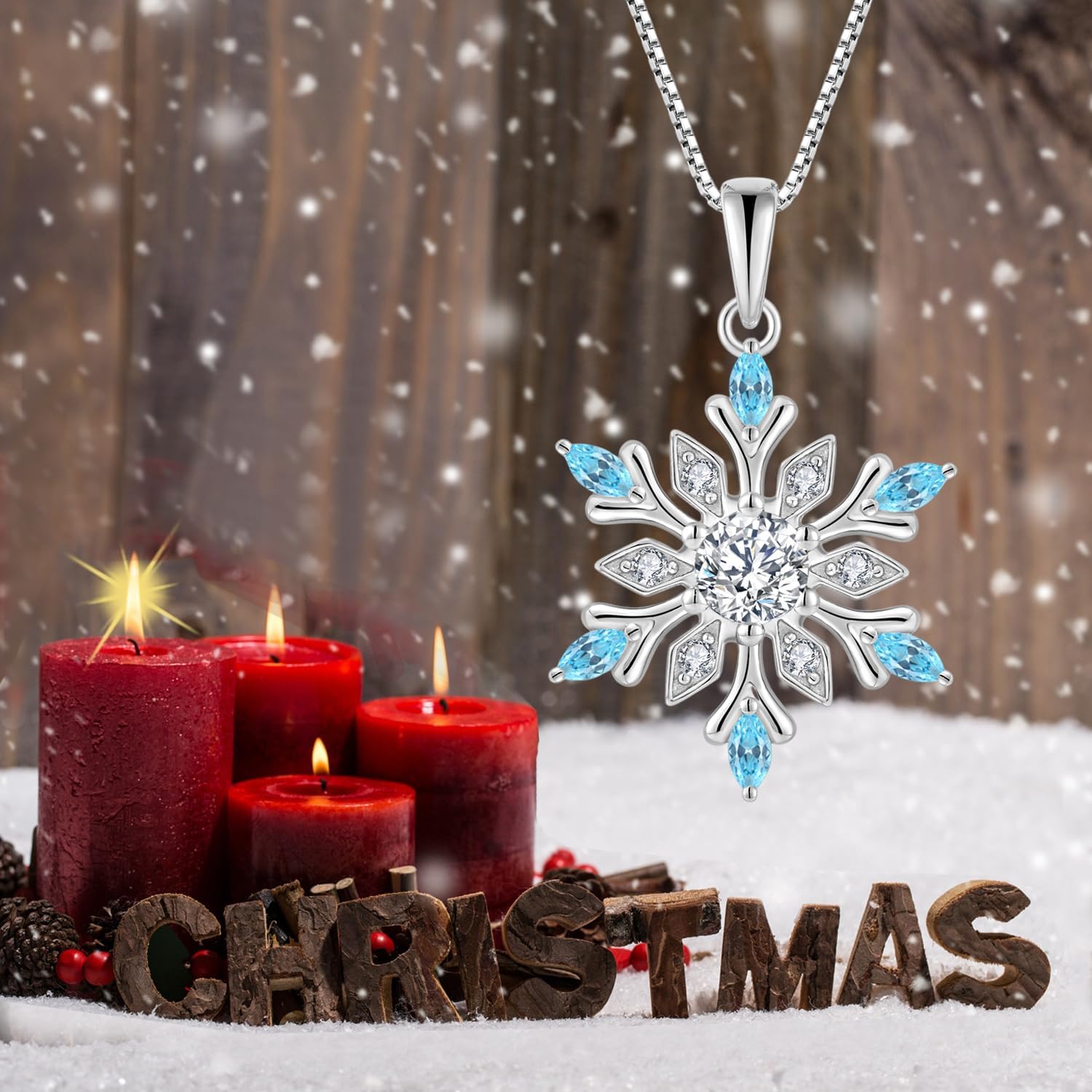 925 Sterling Silver Snowflake Necklace Birthstone Necklace Pendant for Women Frozen Snow Flower Christmas Valentine Jewelry - Image 4