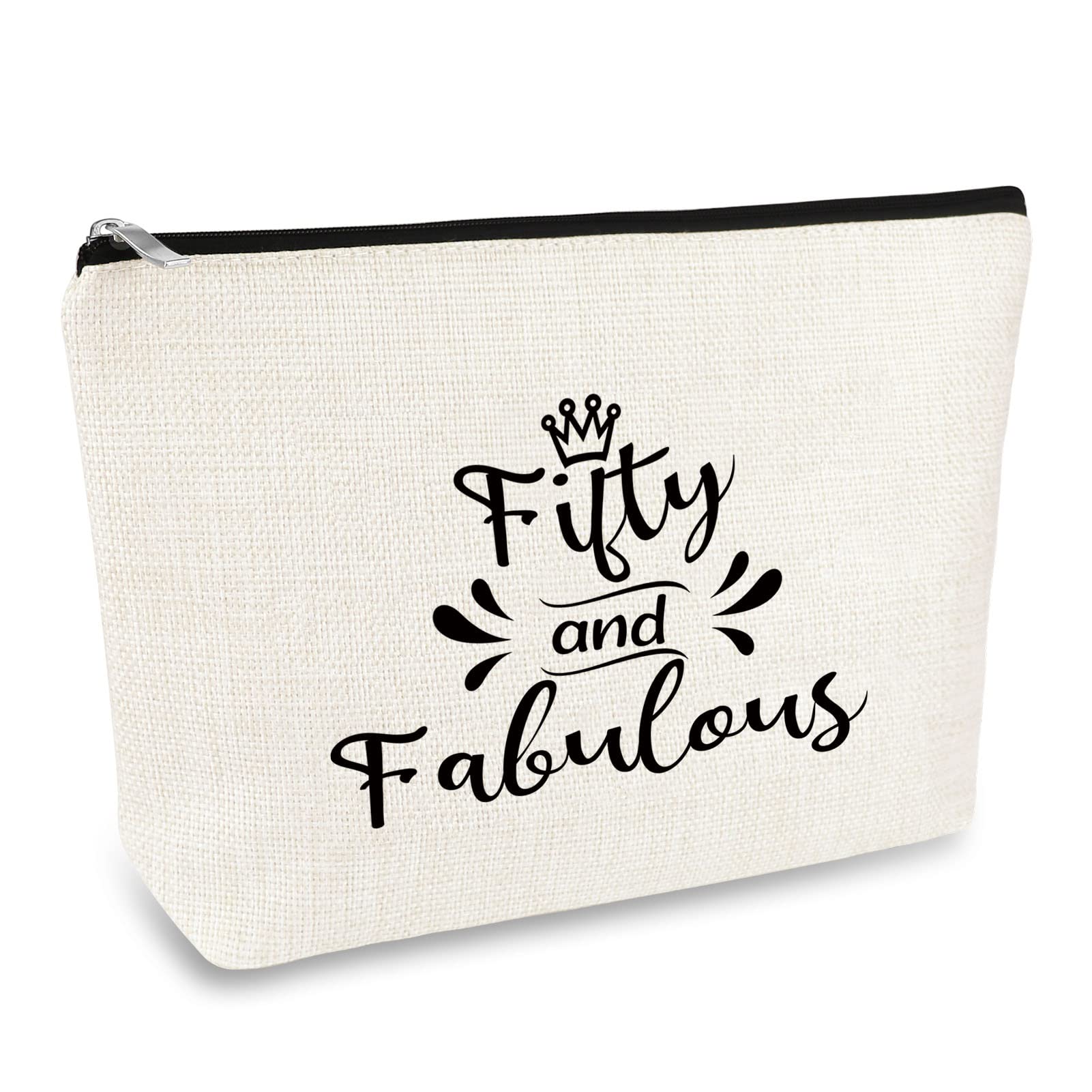 50th Birthday Gifts for Women Makeup Bag Fifty Birthday Gift Boss Wife Mom Sister Aunt Friends Coworker Her 50th Birthday Gifts Cosmetic Bag 50 Year Old Travel Cosmetic Pouch