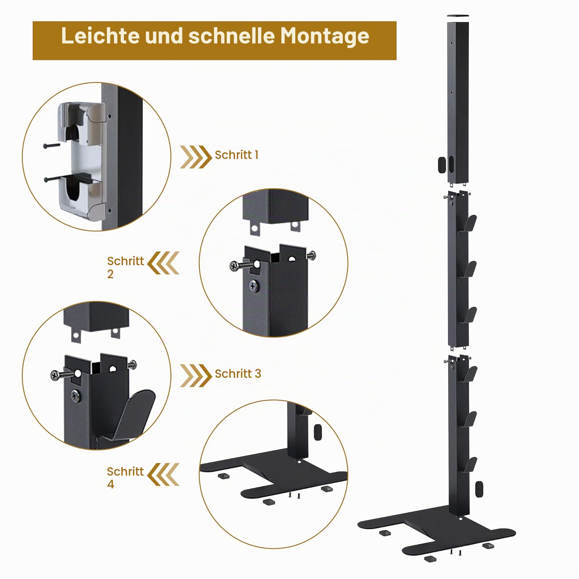 OUTBROS Staubsauger Ständer mit 4 Haken-Kompatibel für Dyson, Schwarz