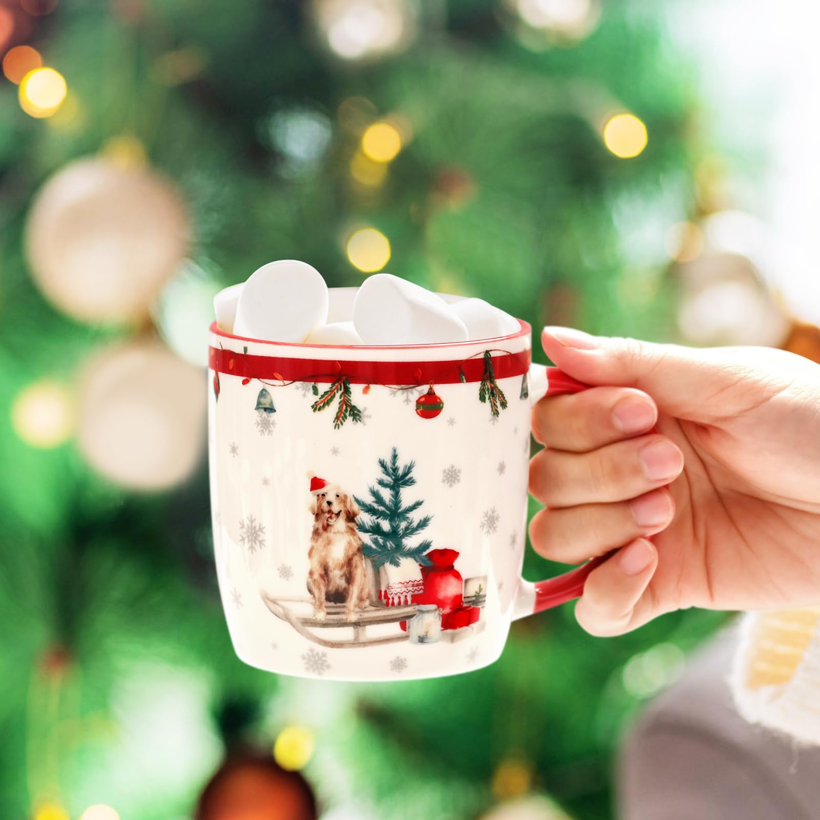 Joymaking Juego de 4 tazas de Navidad, juego de tazas de café navideñas, regalo de Navidad para mujeres y amigos, tazas de Navidad con diseño festivo, tazas de Navidad para vino caliente de cacao