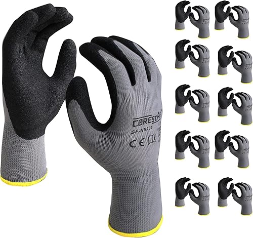 Corestar Safety Work Gloves Sandy MicroFoam Nitrile Palm Coated Seamless Nylon Micro-Foam Gloves