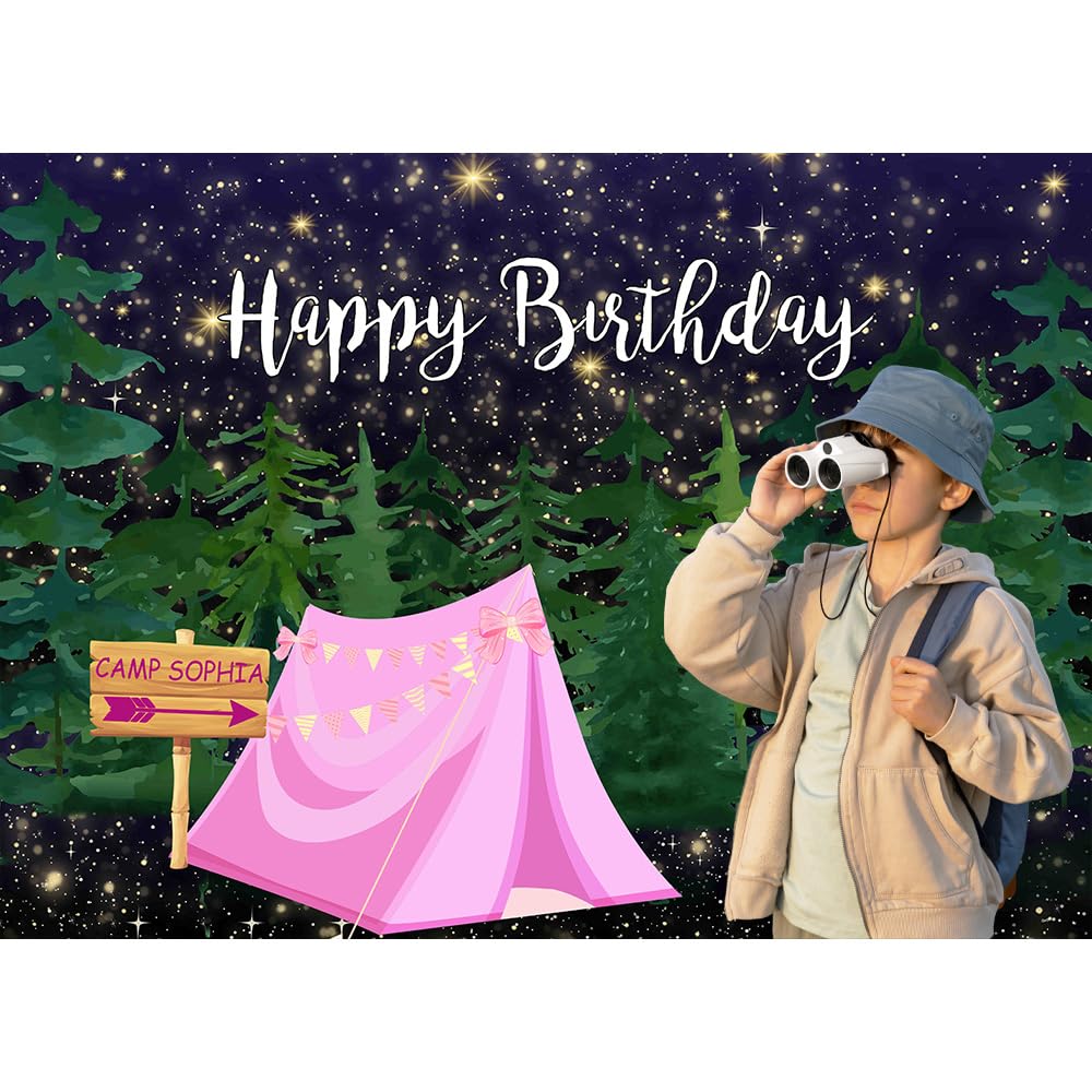 Camping Geburtstag Hintergrund "Happy Camper" - Vinyl, 2,1 X 1,52 M, Für Fotohintergrund, Partydeko & Tischbanner