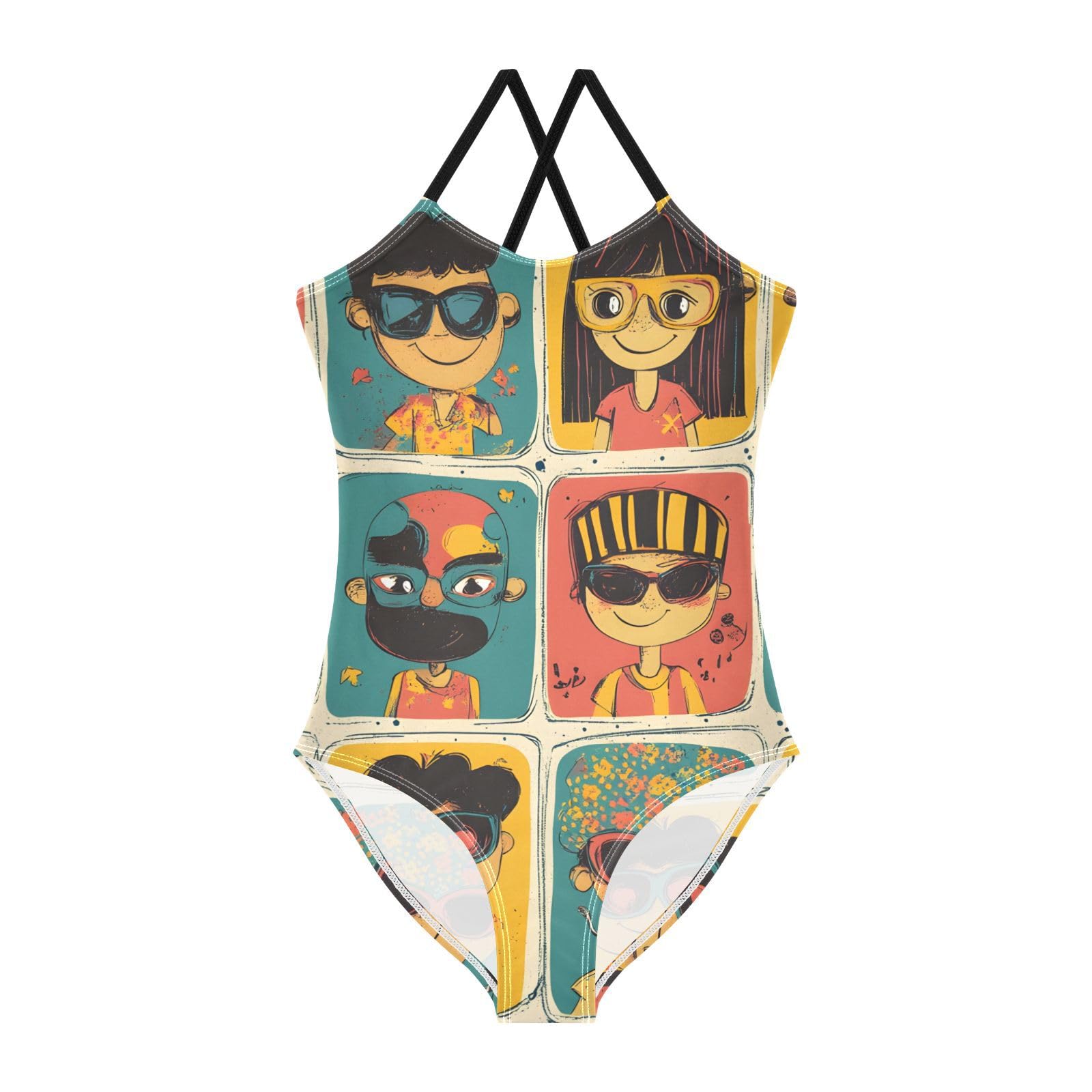Bolaz Girls Swimsuits One-Piece Bathing Suits Multicolor Kids Sport Summer Beach Swimwear for 3-10 Years Old-Cartoon One